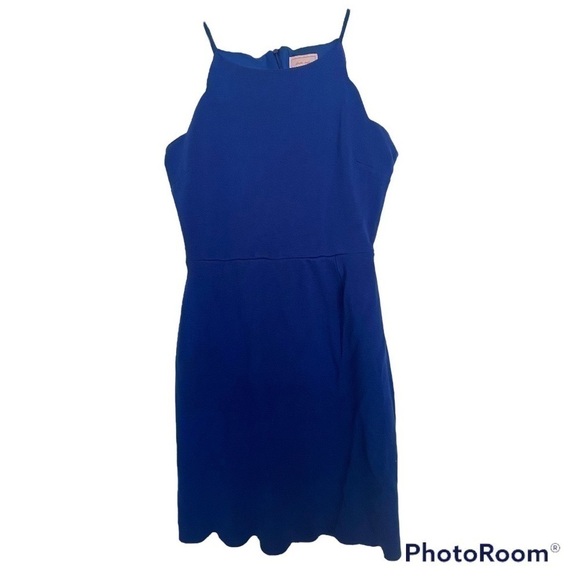 LOVE…ADY BLUE COCKTAIL DRESS WITH SCALLOPED HEMLINE SIZE SMALL - Picture 1 of 5